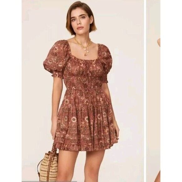 ULLA JOHNSON Juniper Mini Dress in Rosebud Crimson Size 6 - Picture 1 of 10